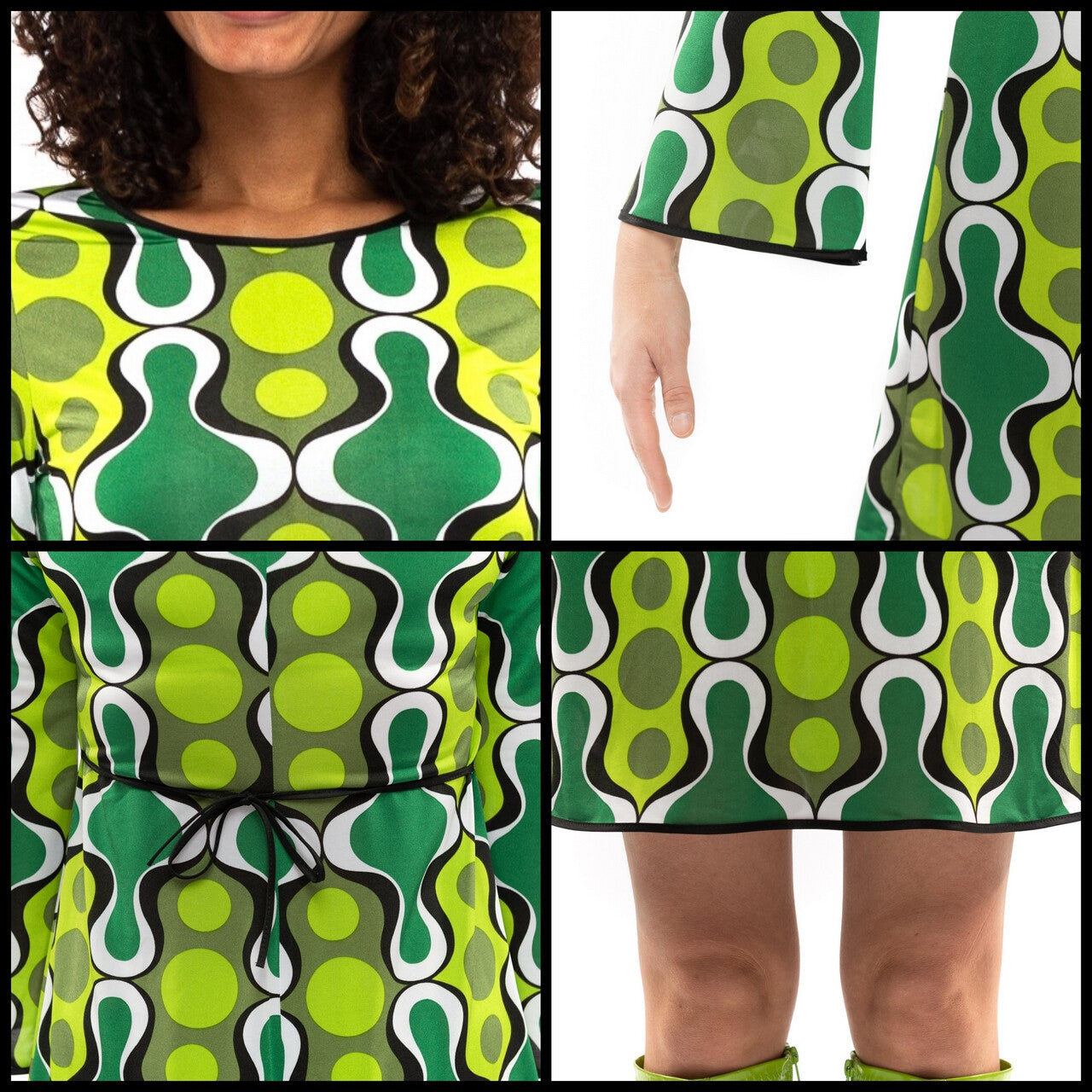 Op deze afbeelding zie je een Kostuums, van het merk Original Replicas. Jaren 70 Hippie Soul Disco 60s Ga Voor Groen Jurk Vrouw