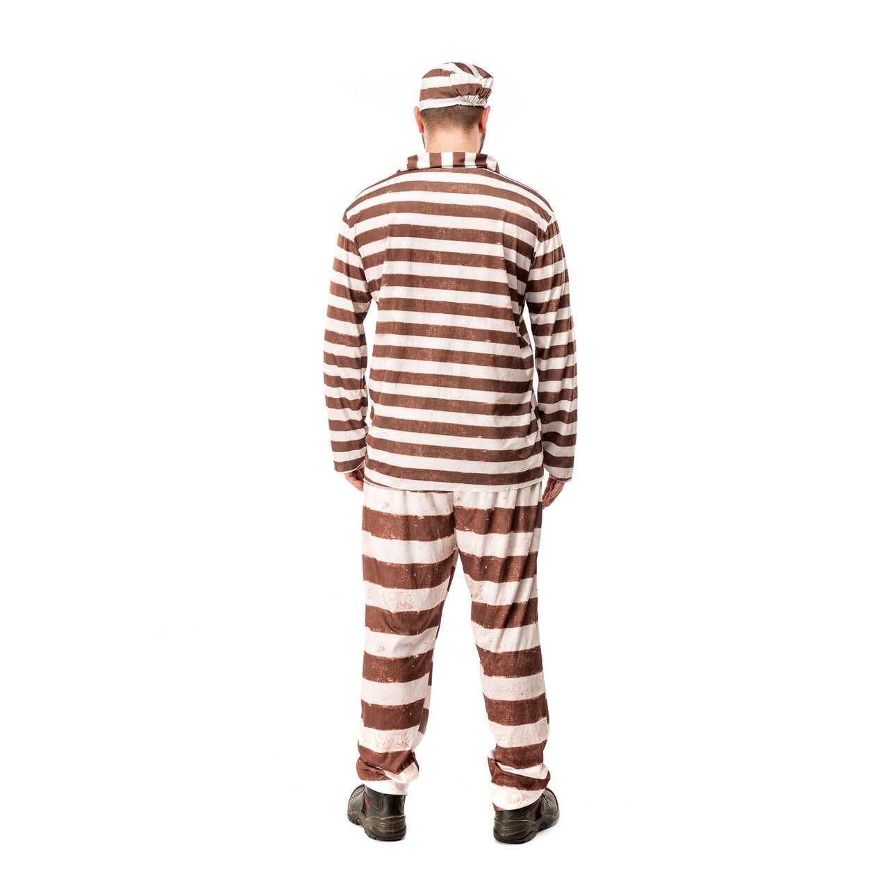 Op deze afbeelding zie je een Kostuums, van het merk Original Replicas. Bruin Gestreept Gevangenis Boef Misdadiger Alcatraz Kostuum Man