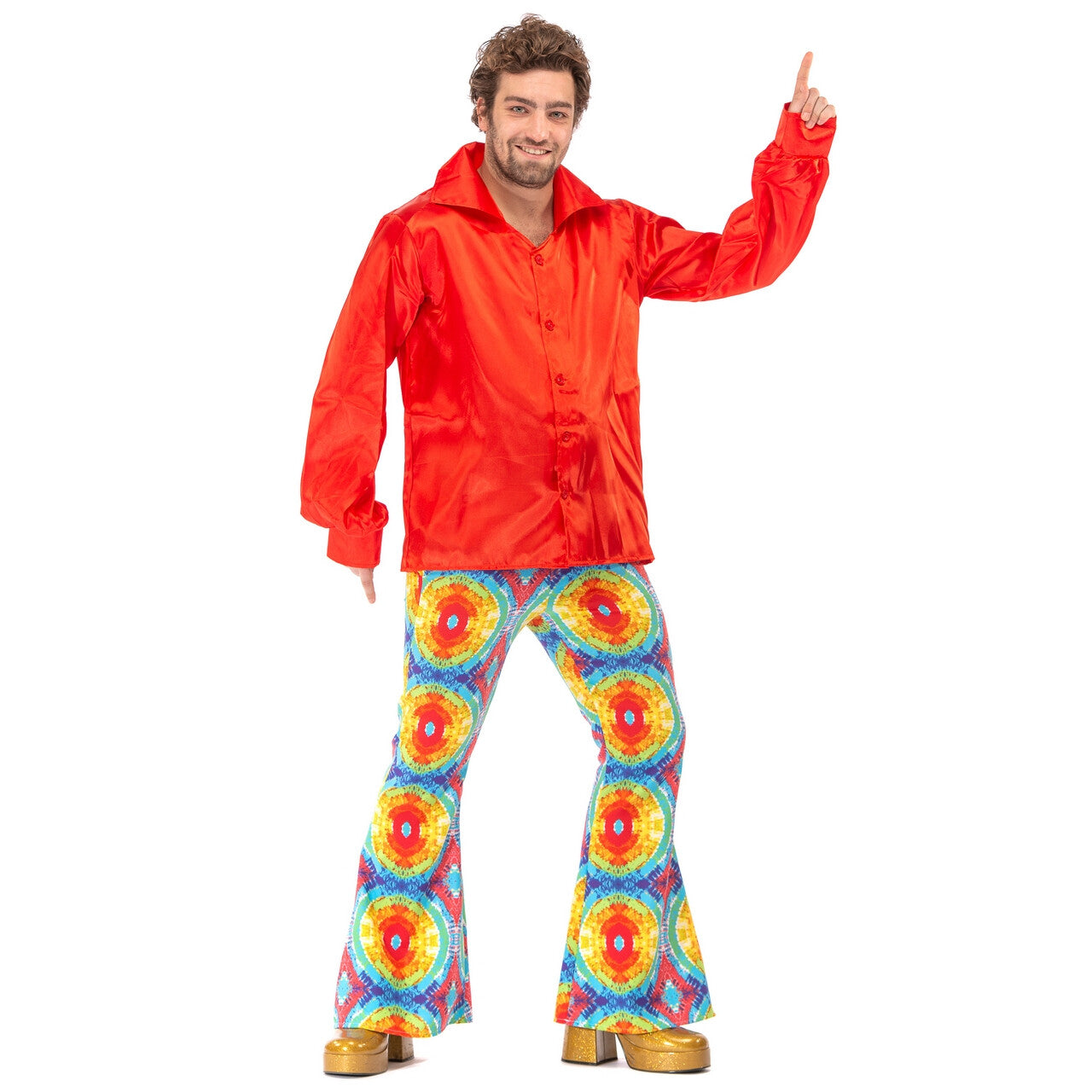 Op deze afbeelding zie je een Kostuums, van het merk Original Replicas. Jaren 60 Batik Flower Power Hippie Festival Broek Man