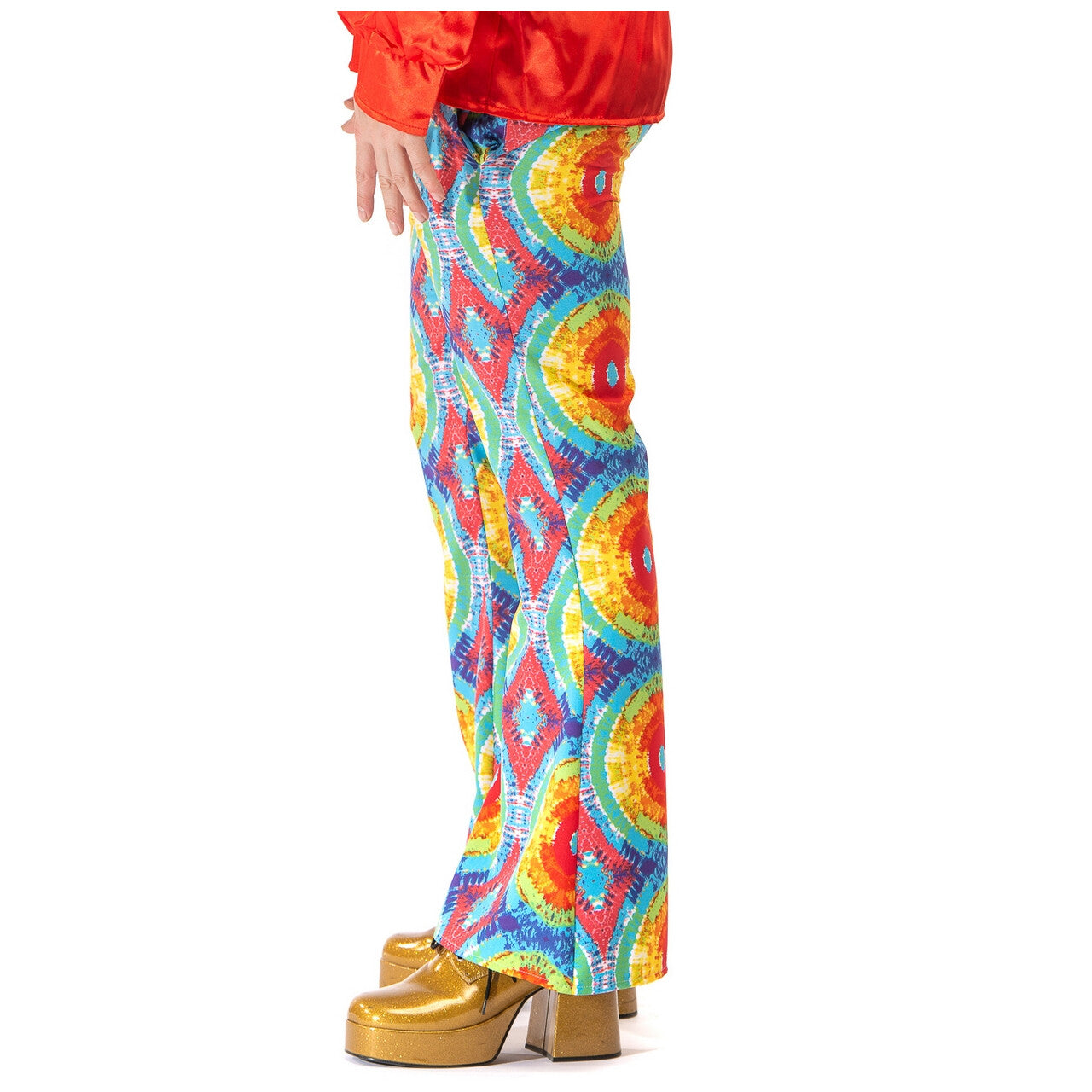 Op deze afbeelding zie je een Kostuums, van het merk Original Replicas. Jaren 60 Batik Flower Power Hippie Festival Broek Man