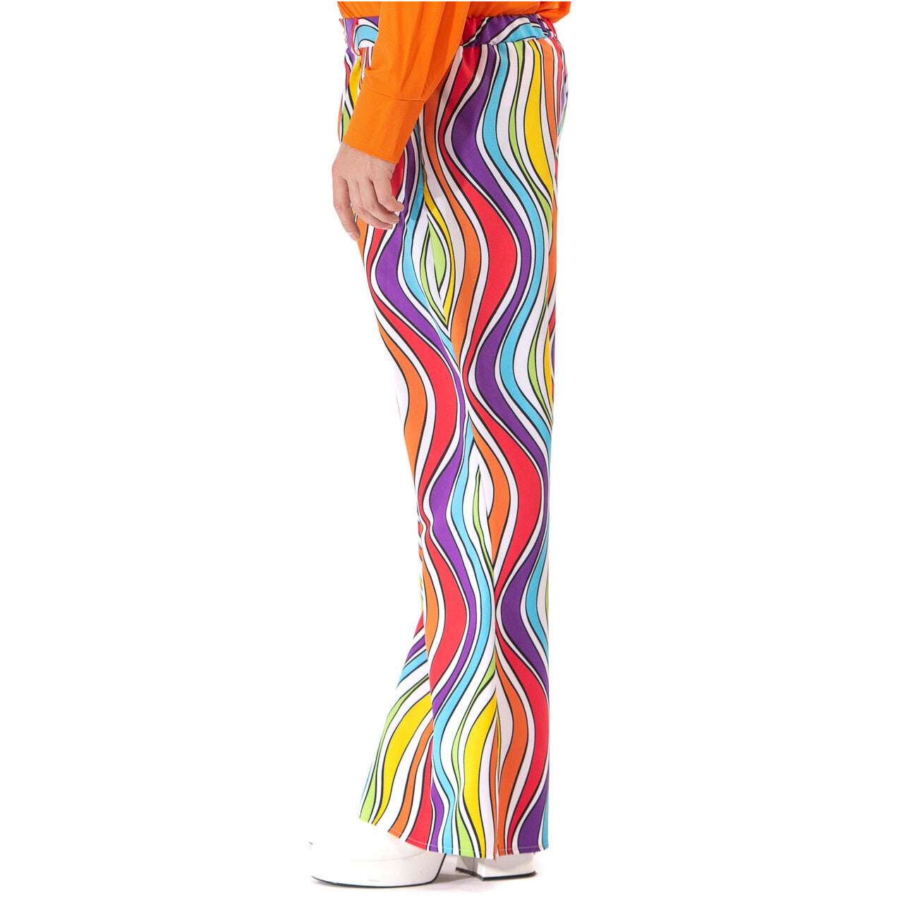 Op deze afbeelding zie je een Kostuums, van het merk Original Replicas. Jaren 60 Regenboog Flower Power Hippie Festival Broek Man