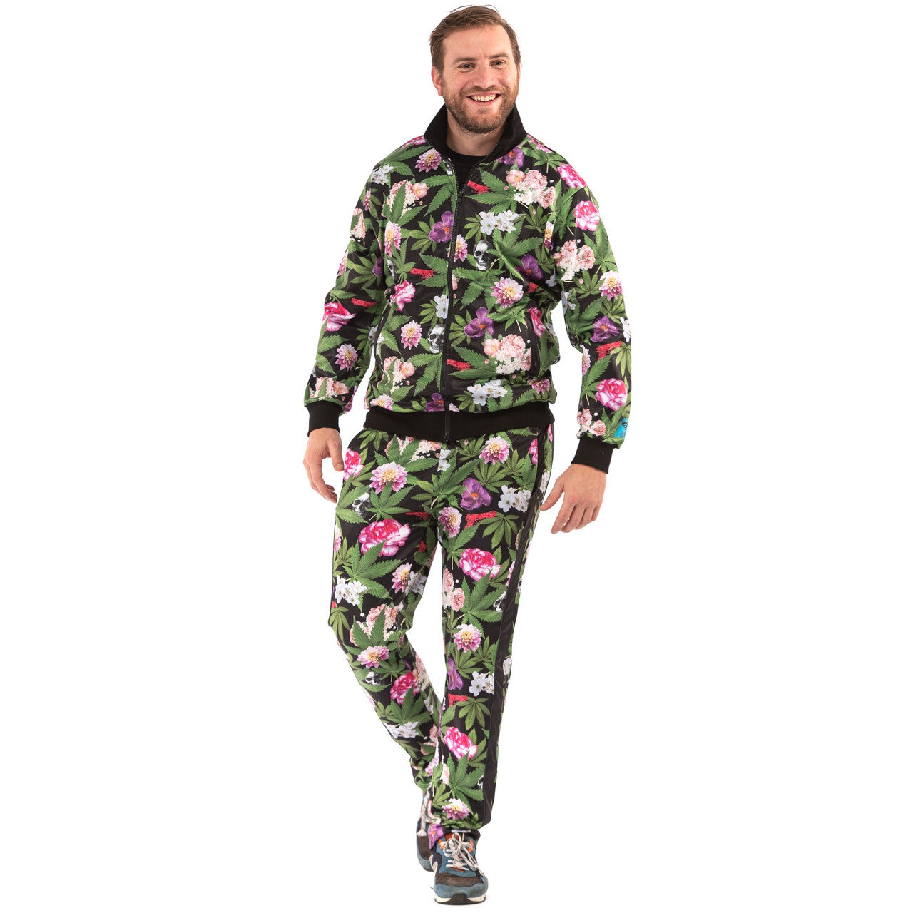Op deze afbeelding zie je een Kostuums, van het merk Original Replicas. Pablo Discobar Festival Suit Marihuana Hawaii Kostuum