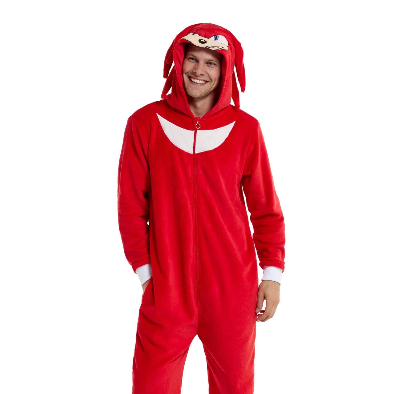 Op deze afbeelding zie je een Kostuums, van het merk Opposuits. Knuckles Relax Onesie Man Kostuum