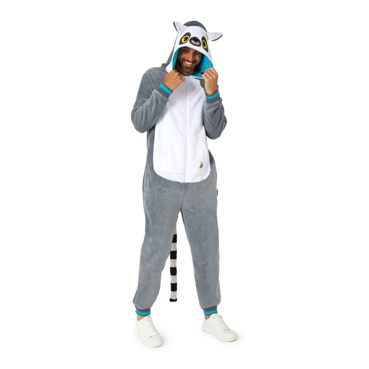 Op deze afbeelding zie je een Kostuums, van het merk Opposuits. Lenny Lemur Onesie Man Kostuum