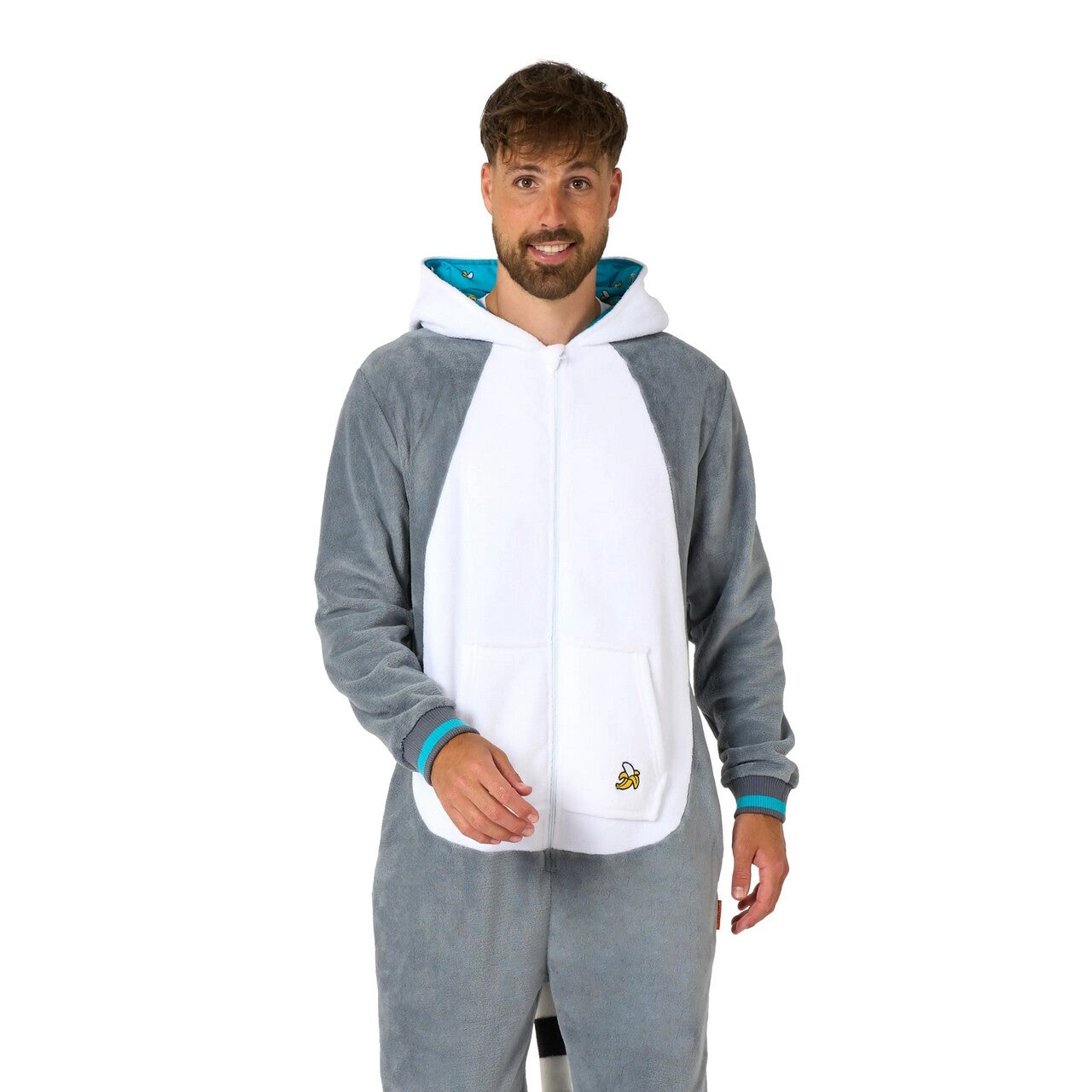 Op deze afbeelding zie je een Kostuums, van het merk Opposuits. Lenny Lemur Onesie Man Kostuum
