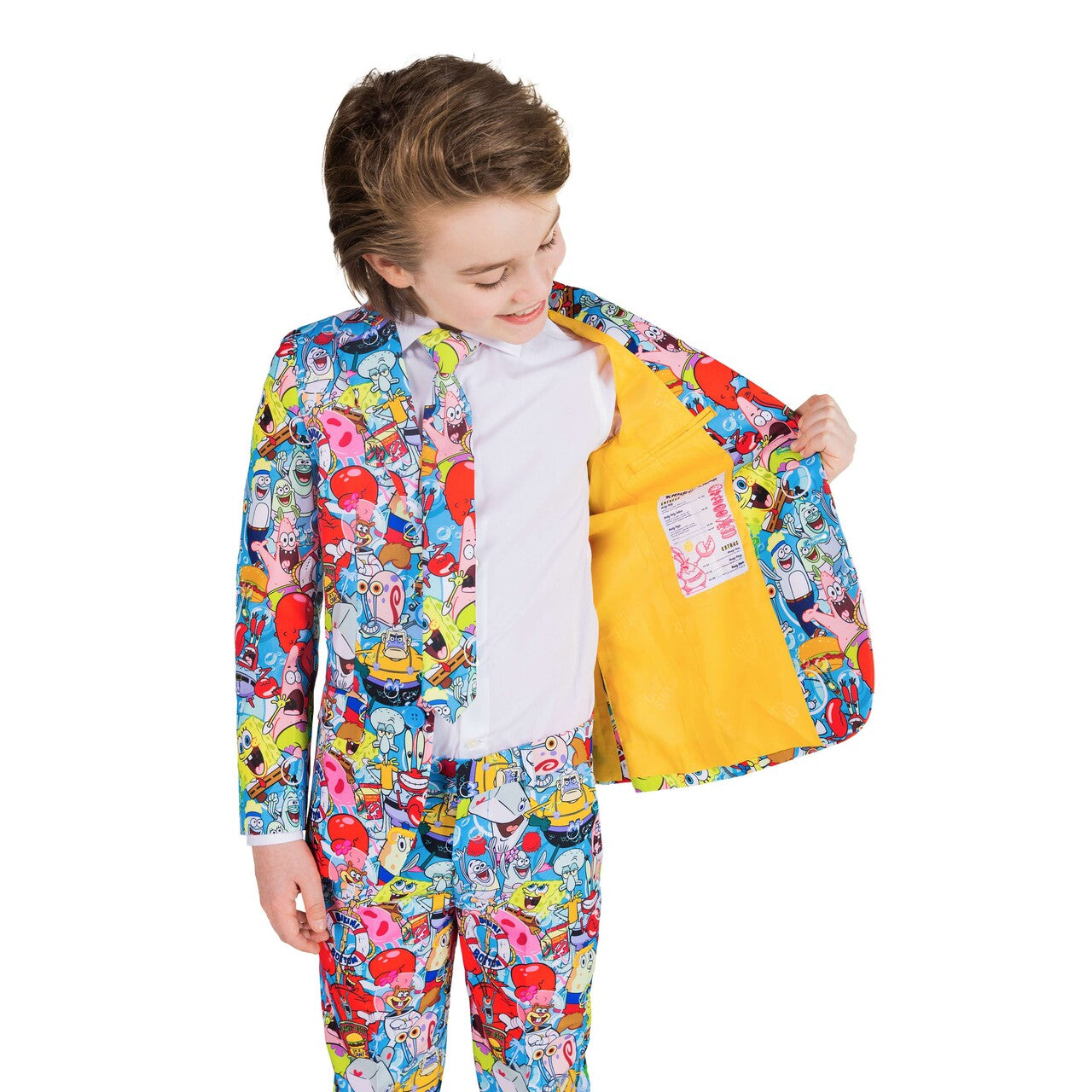 Op deze afbeelding zie je een Kostuums, van het merk Opposuits. Boys Spongebob™ Frenzy Jongen Kostuum