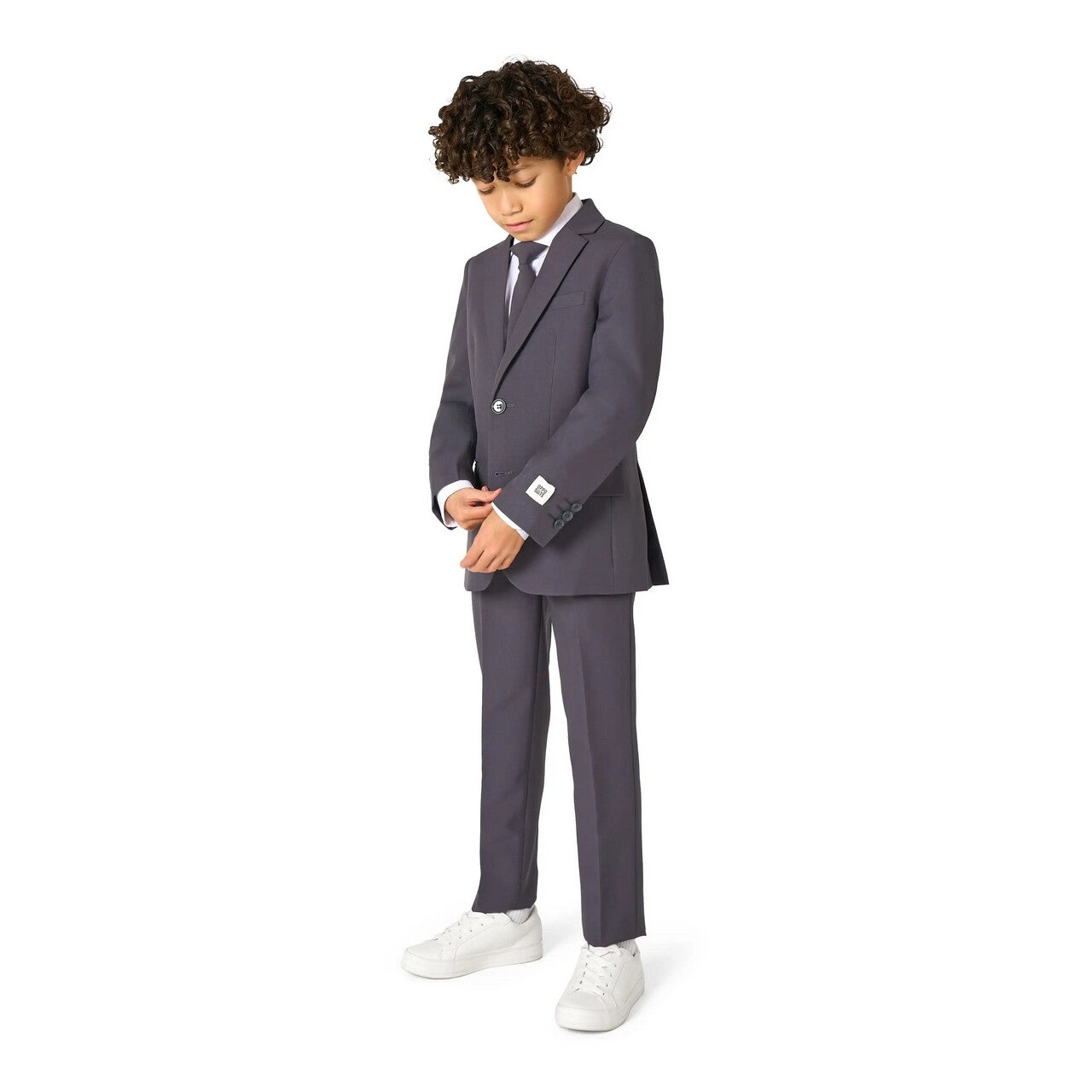 Op deze afbeelding zie je een Kostuums, van het merk Opposuits. Super Net Strak Pak Grijs Jongen