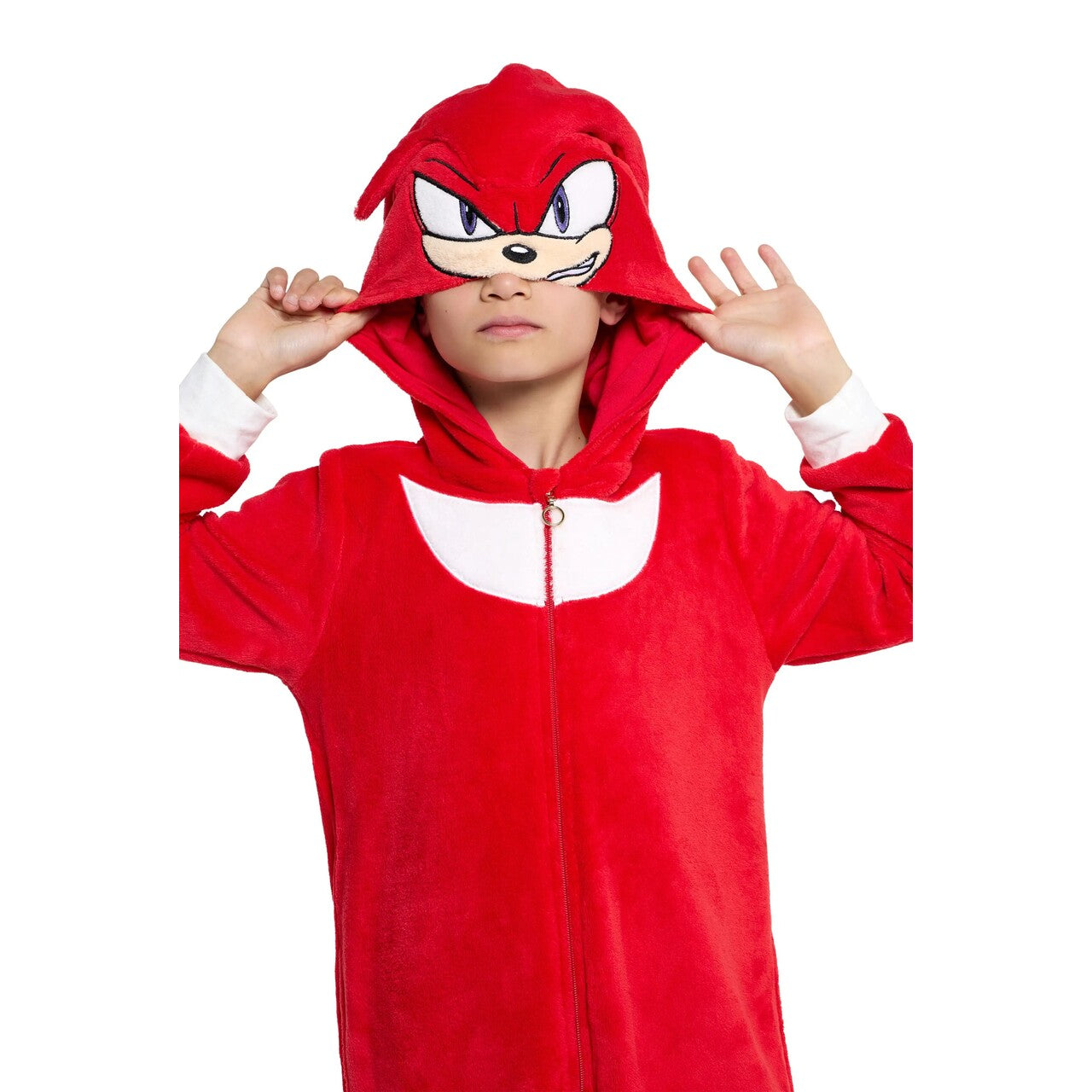 Op deze afbeelding zie je een Kostuums, van het merk Opposuits. Sonics Maatje Knuckles Onesie Kind Kostuum