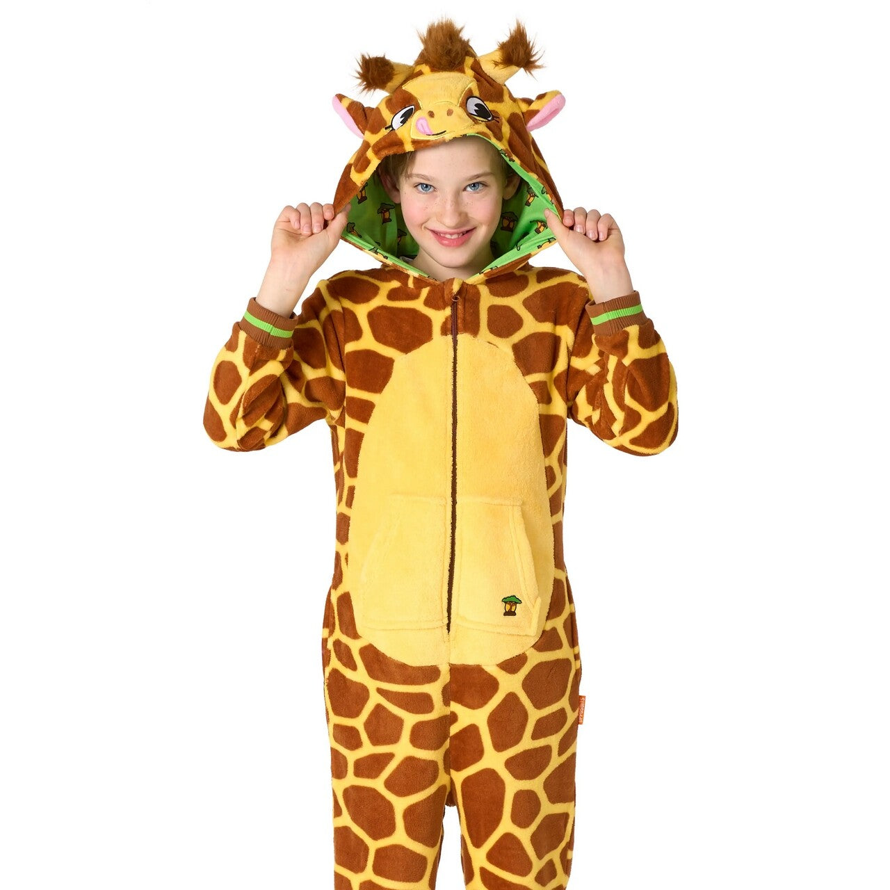 Op deze afbeelding zie je een Kostuums, van het merk Opposuits. Gina Giraffe Onesie Kind Kostuum