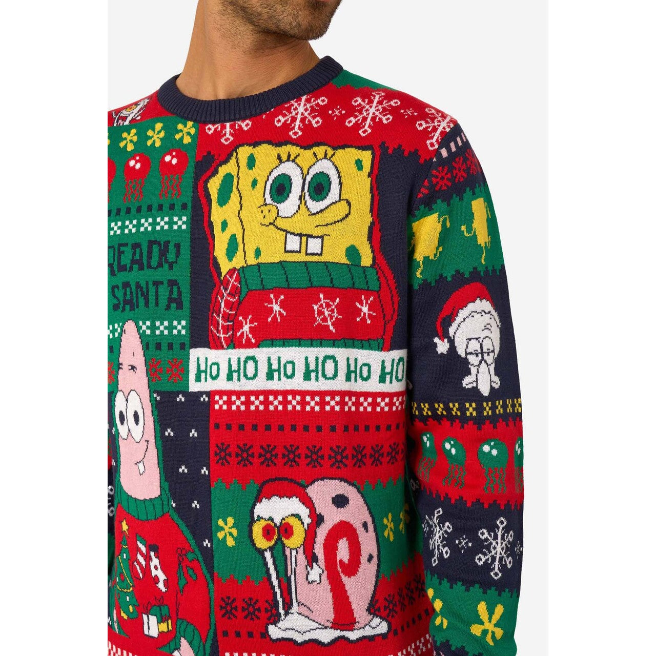 Op deze afbeelding zie je een Kostuums, van het merk Opposuits. Spongebob™ Christmas Sweater Man