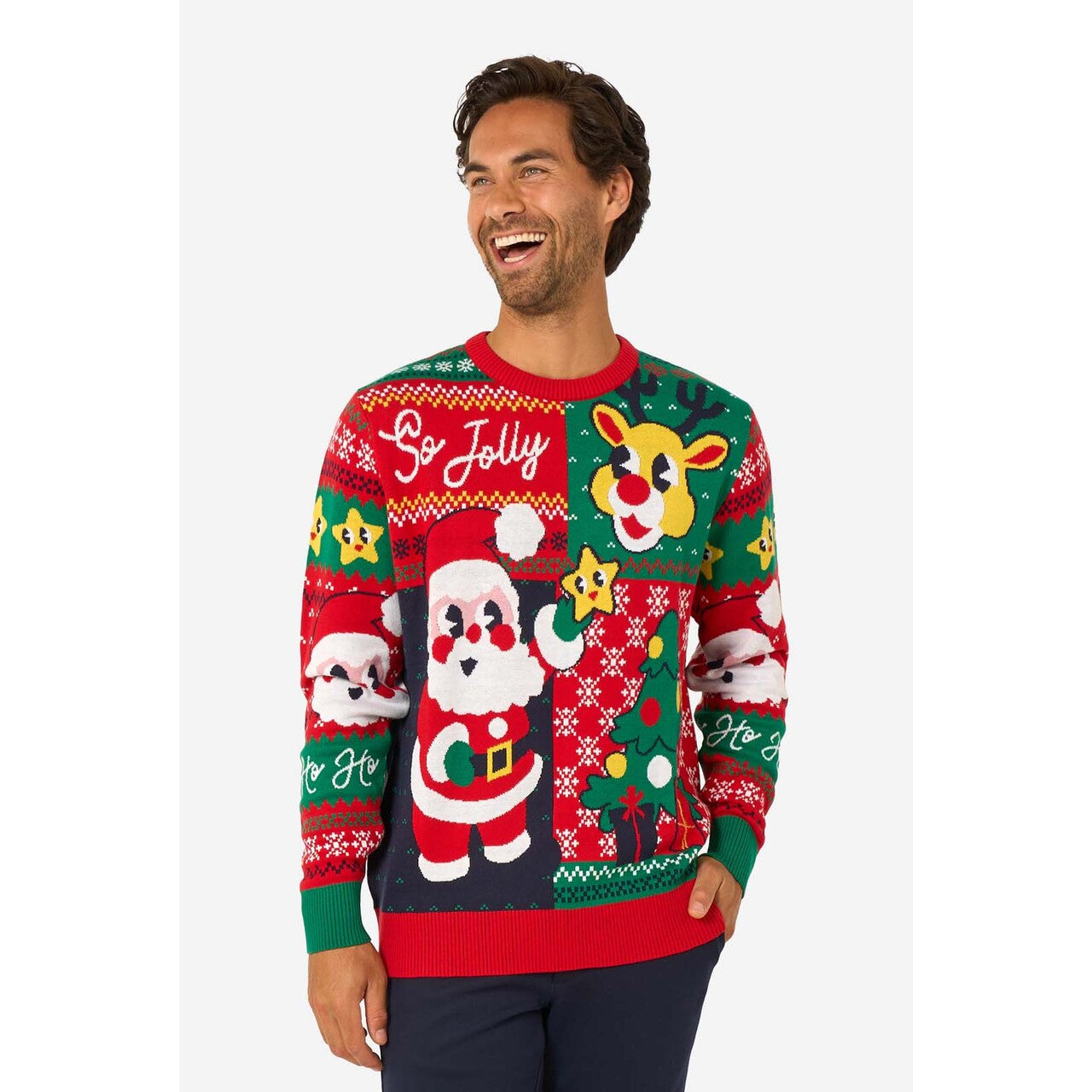 Op deze afbeelding zie je een Kostuums, van het merk Opposuits. Happy Claus Christmas Sweater Man