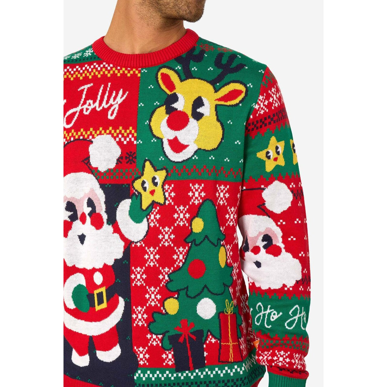 Op deze afbeelding zie je een Kostuums, van het merk Opposuits. Happy Claus Christmas Sweater Man