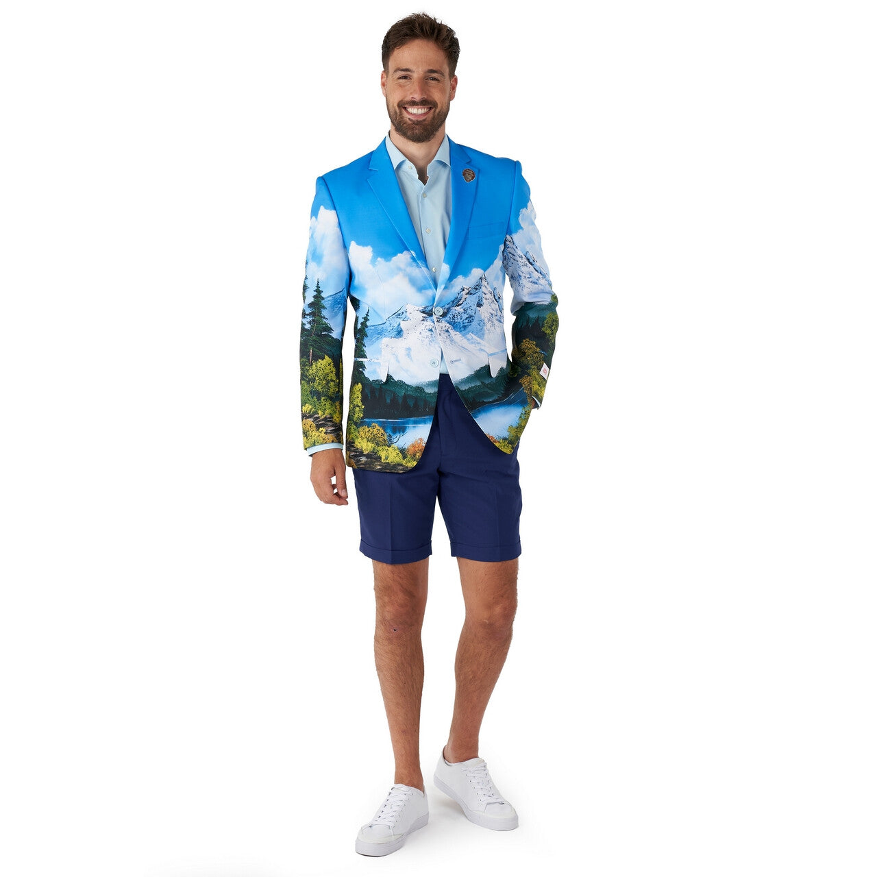 Op deze afbeelding zie je een Kostuums, van het merk Opposuits. Bob Ross Blazer Happy Little Trees Colbert Man