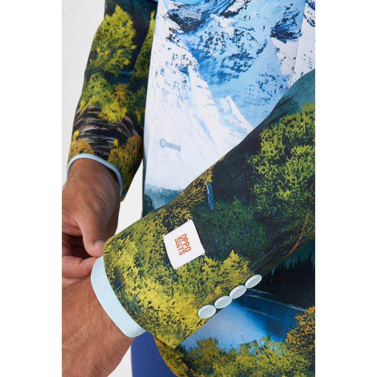 Op deze afbeelding zie je een Kostuums, van het merk Opposuits. Bob Ross Blazer Happy Little Trees Colbert Man
