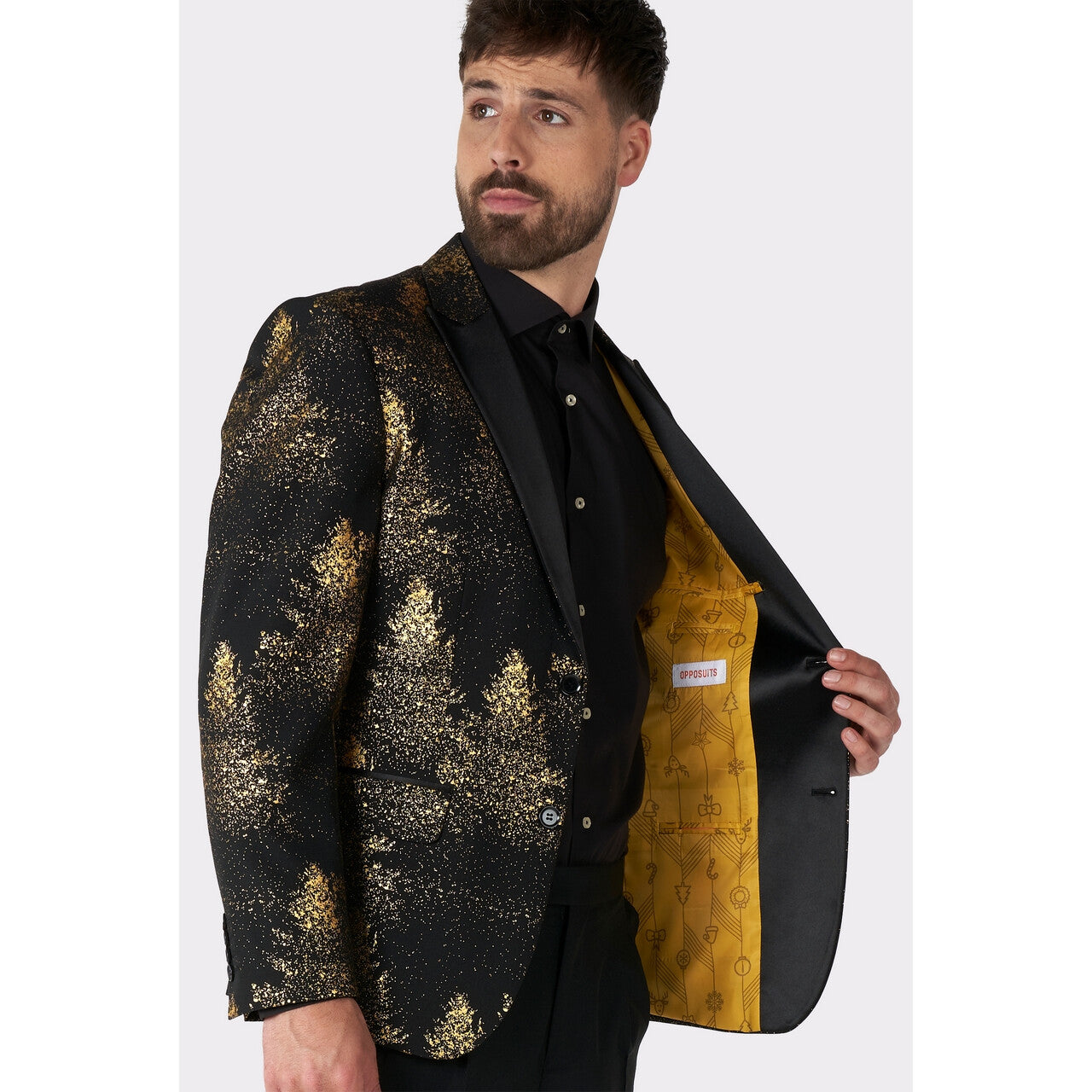 Op deze afbeelding zie je een Kostuums, van het merk Opposuits. Festive Forest Golden Trees Colbert Man