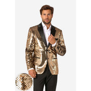 Op deze afbeelding zie je een Kostuums, van het merk Opposuits. Groovy Gold Sequins Man
