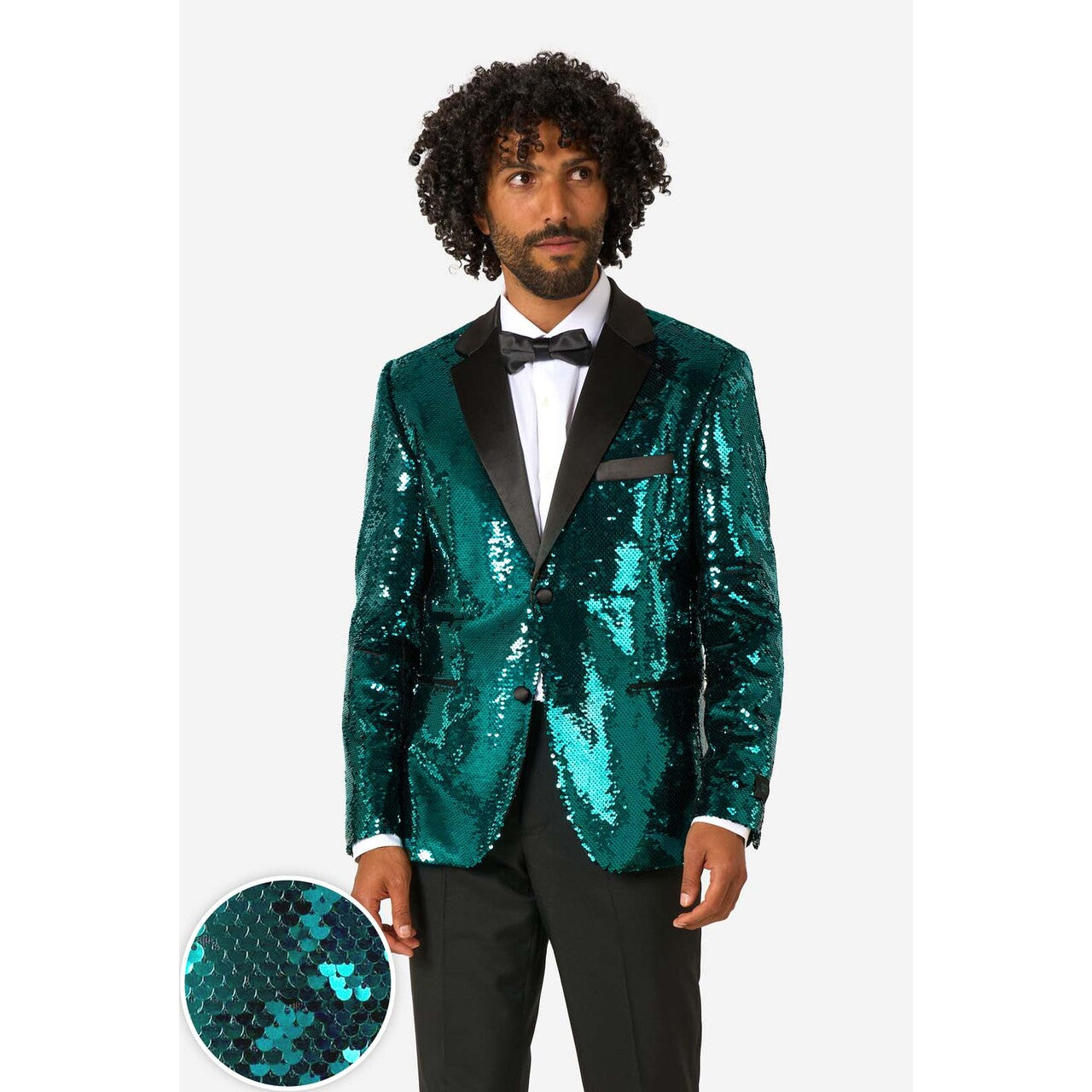 Op deze afbeelding zie je een Kostuums, van het merk Opposuits. Terrific Teal Sequins Man