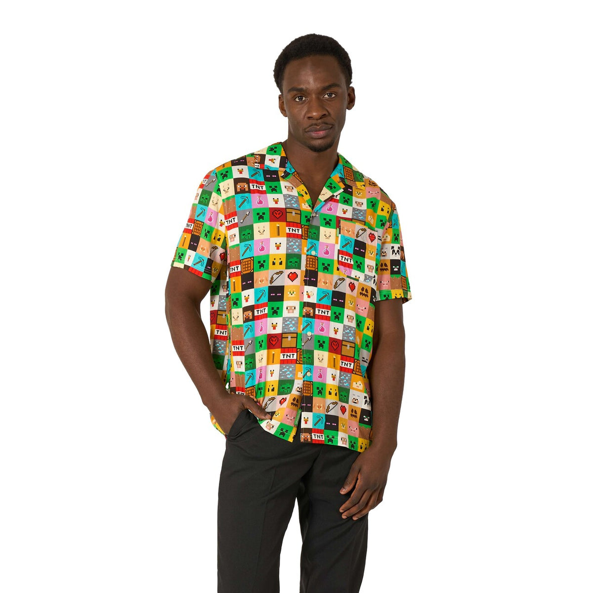 Op deze afbeelding zie je een Kostuums, van het merk Opposuits. Shirt Minecraft™ - Pixel Perfect Man