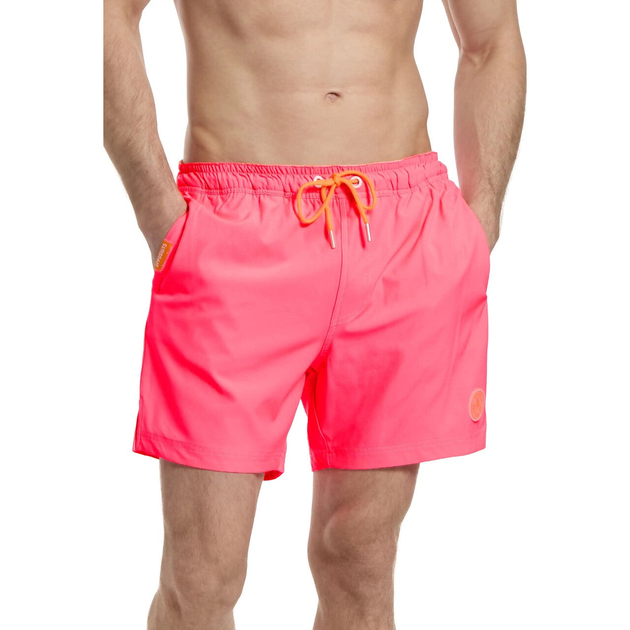 Op deze afbeelding zie je een Kostuums, van het merk Opposuits. Neon Pink Power Beachwear Man