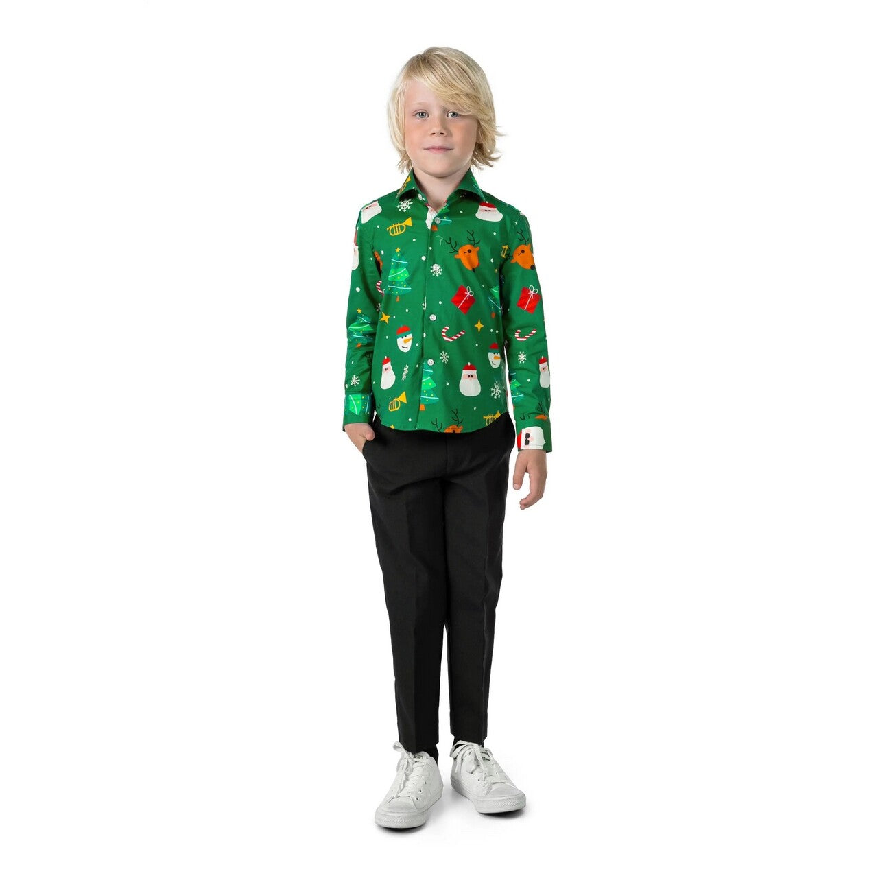 Op deze afbeelding zie je een Kostuums, van het merk Opposuits. X Mas Festivity Green Jongen