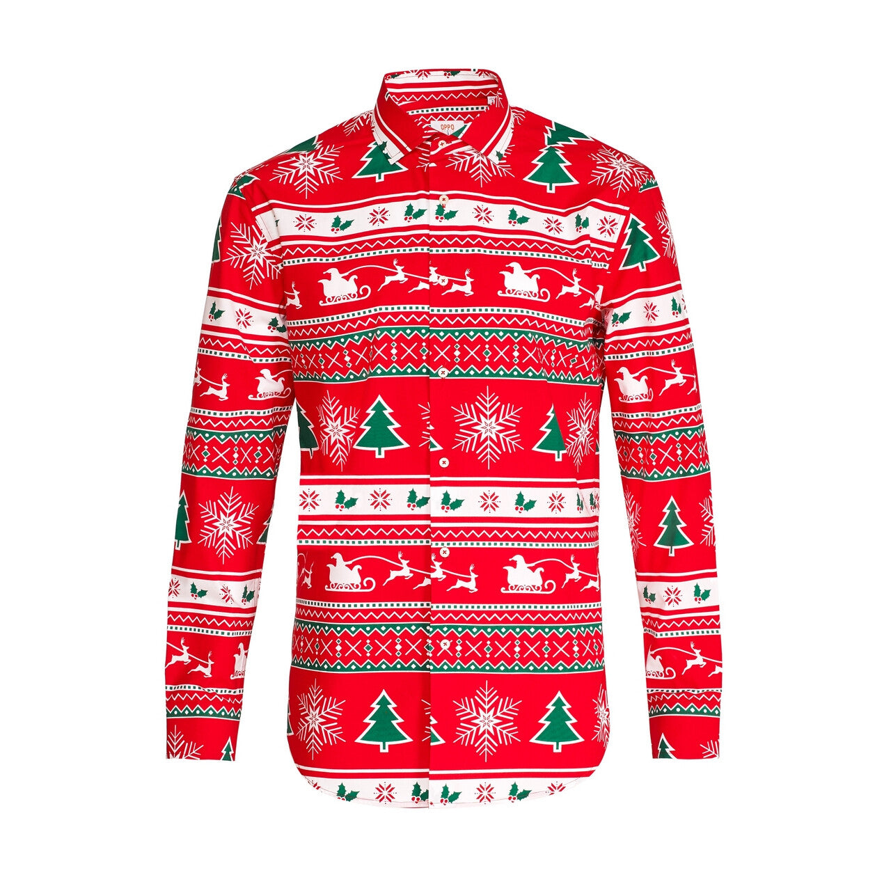 Op deze afbeelding zie je een Kostuums, van het merk Opposuits. Rood Winter Wonderland Kerst Overhemd Met Lange Mouwen Man