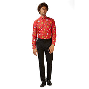 Op deze afbeelding zie je een Kostuums, van het merk Opposuits. Rode All In The Mix Christmas Doodle Blouse Man