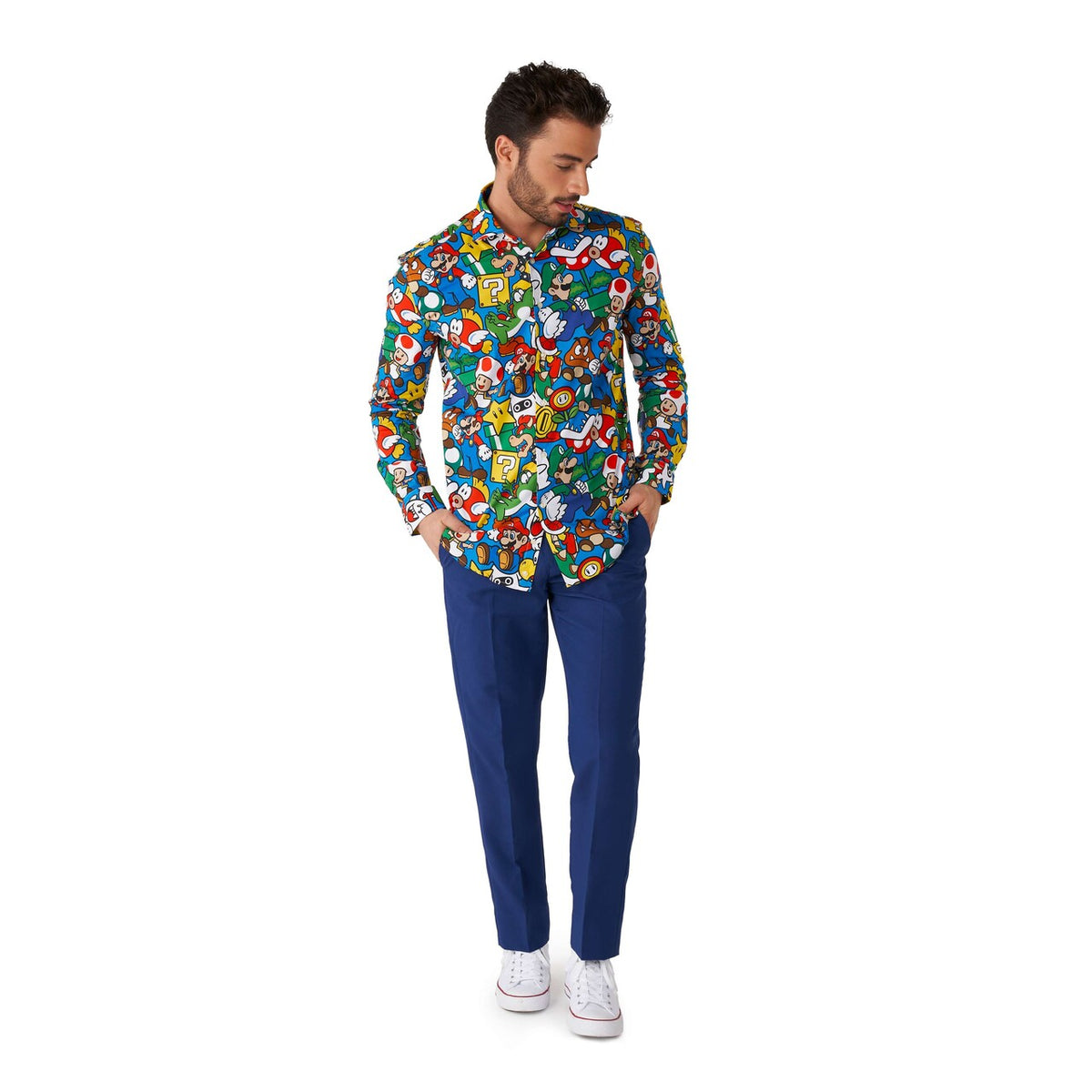 Op deze afbeelding zie je een Kostuums, van het merk Opposuits. Shirt Ls Super Mario™ Man
