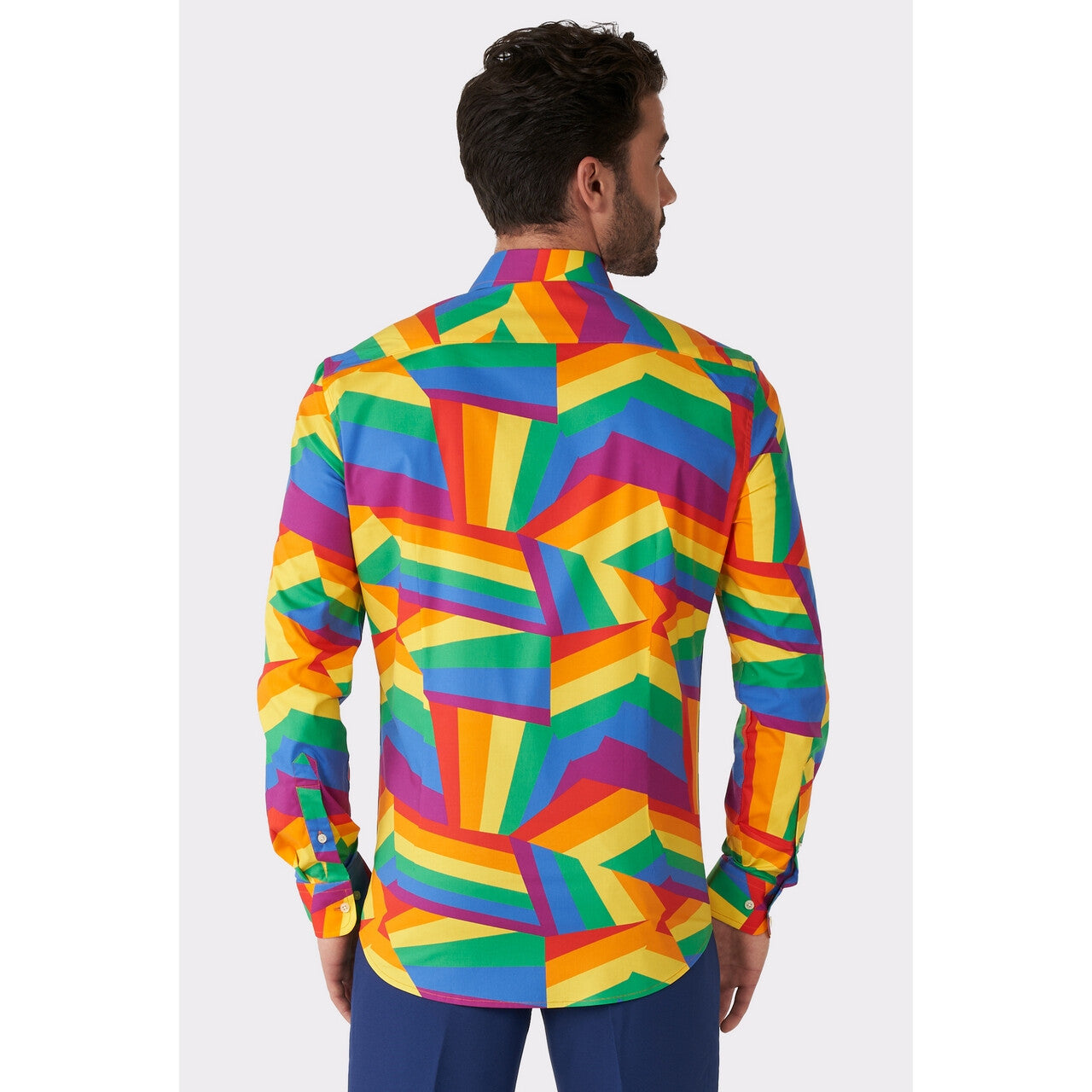 Op deze afbeelding zie je een Kostuums, van het merk Opposuits. Over The Zig Zag Rainbow Festival Blouse Man