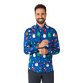 Sehr Schlechte Weihnachtsbluse Blau Herren