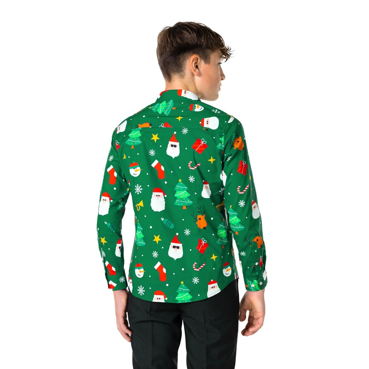 Op deze afbeelding zie je een Kostuums, van het merk Opposuits. Xtime Time Festivity Green Overhemd Jongen Kostuum
