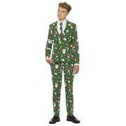 Op deze afbeelding zie je een Kostuums, van het merk Opposuits. Green Santaboss Jongen Kostuum