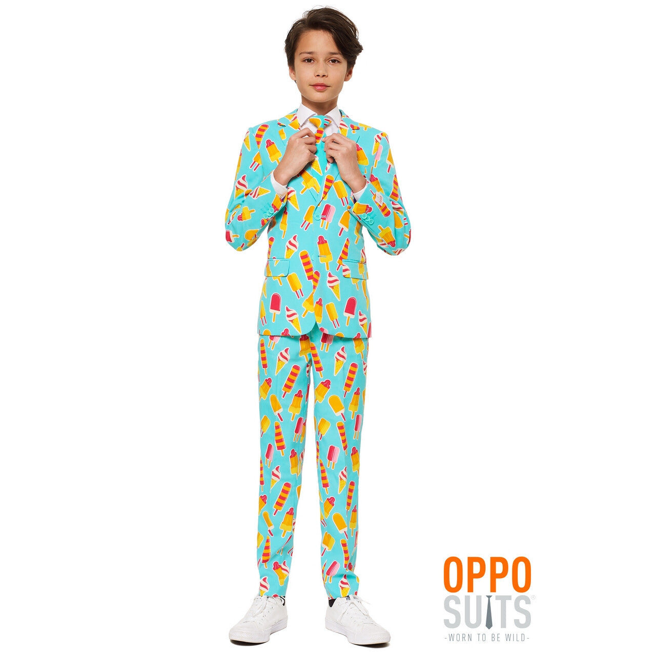 Op deze afbeelding zie je een Kostuums, van het merk Opposuits. Ola La Zomerse IJsjes Tiener Jongen Kostuum