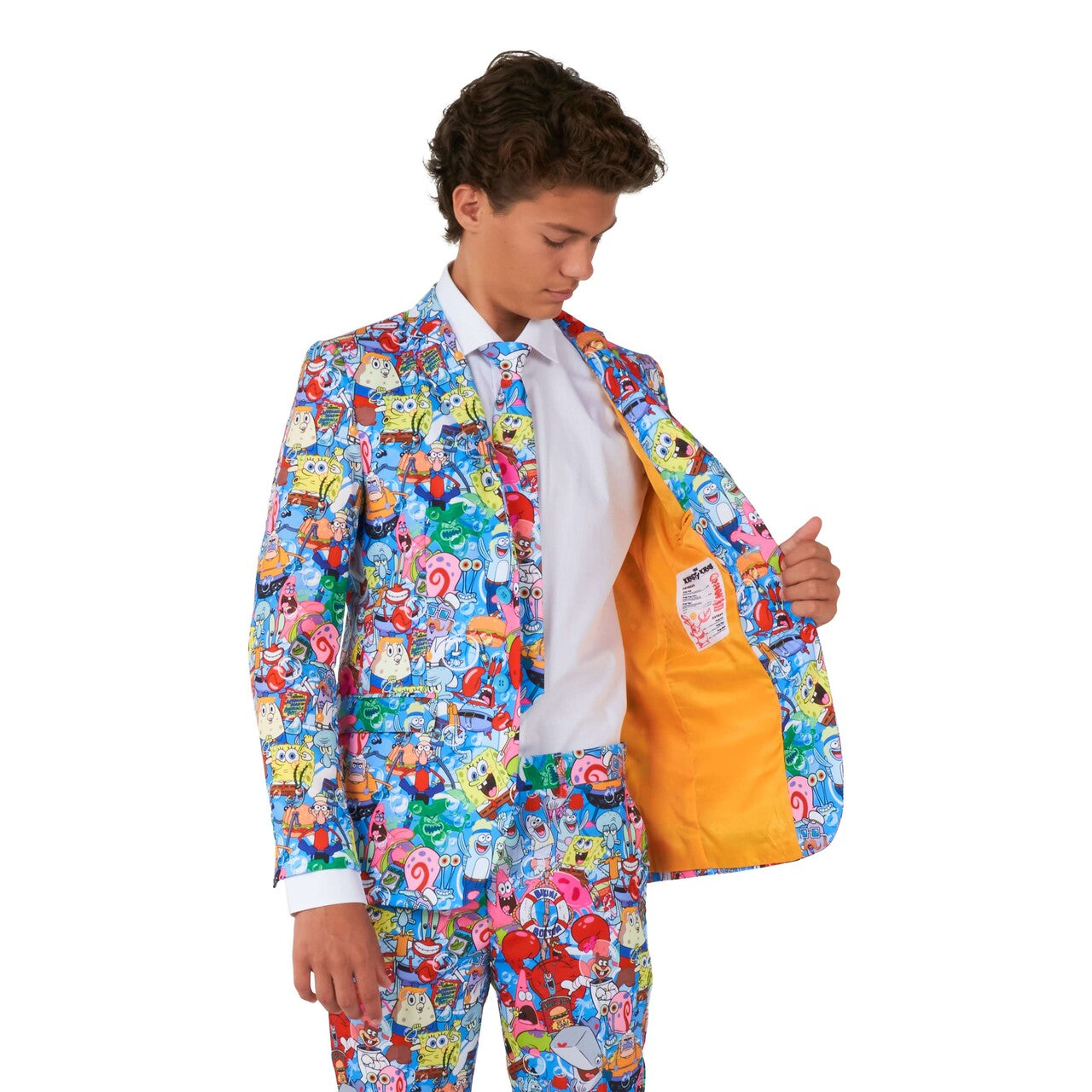 Op deze afbeelding zie je een Kostuums, van het merk Opposuits. Teen Boys Spongebob™ Frenzy Jongen Kostuum