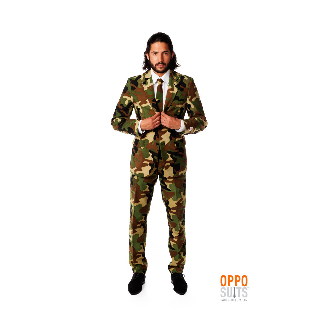 Op deze afbeelding zie je een Kostuums, van het merk Opposuits. Commando Army Opposuit Kostuum