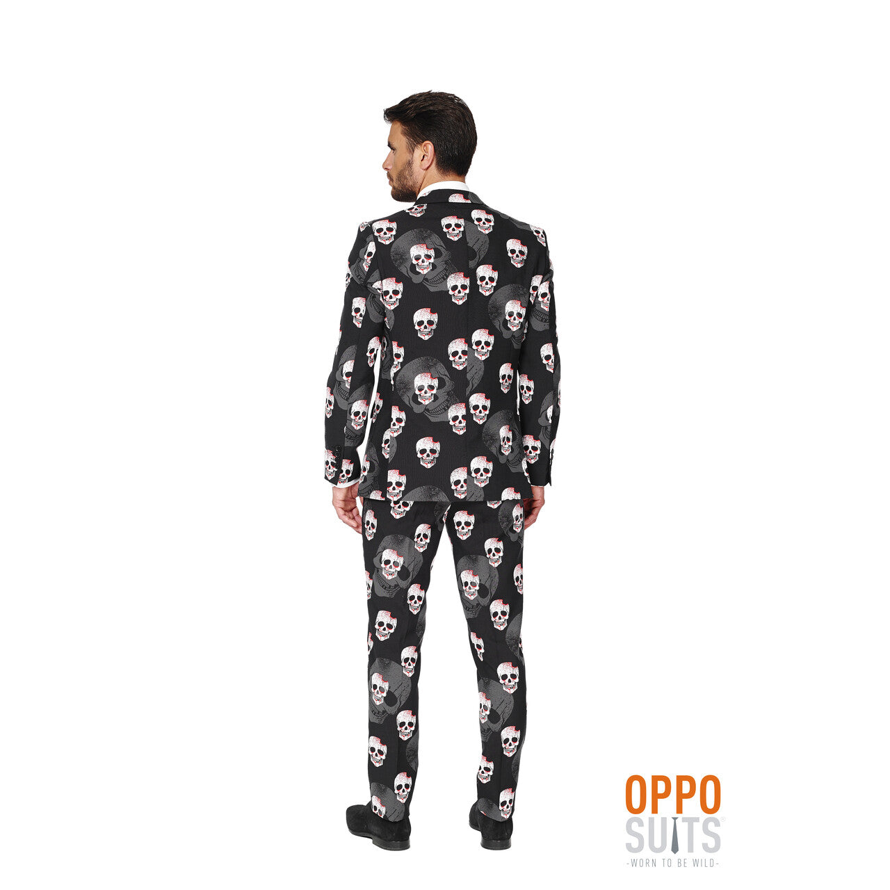 Op deze afbeelding zie je een Kostuums, van het merk Opposuits. Heavy Halloween Skulleton Opposuit Kostuum Man