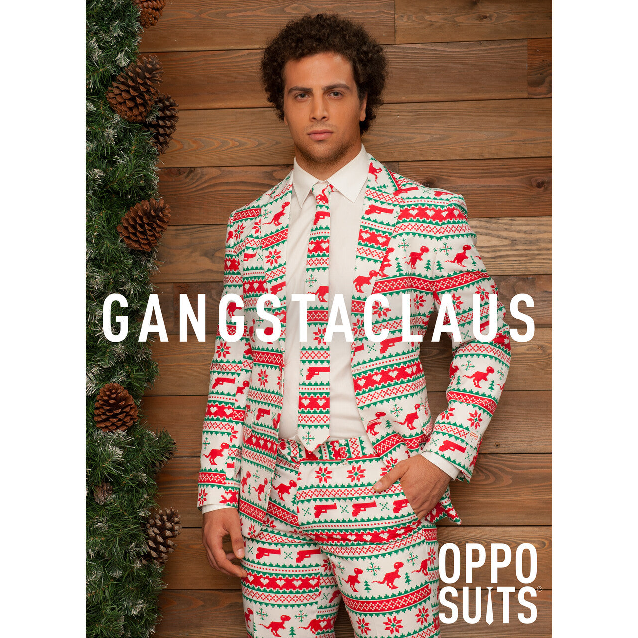 Op deze afbeelding zie je een Kostuums, van het merk Opposuits. Xxx-Mas Gangstaclaus Opposuit Kostuum Man