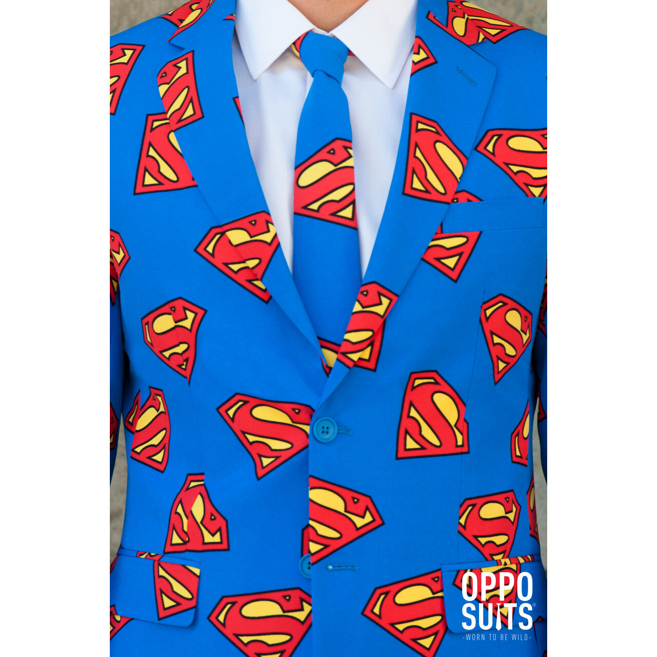 Op deze afbeelding zie je een Kostuums, van het merk Opposuits. Superheld Superman™ Opposuit Kostuum