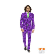 Op deze afbeelding zie je een Kostuums, van het merk Opposuits. Batman Joker™ Strip Lach Kostuum