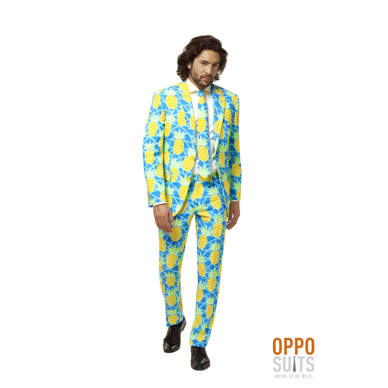 Op deze afbeelding zie je een Kostuums, van het merk Opposuits. Tropisch Lange Zomer Ananas Man Kostuum