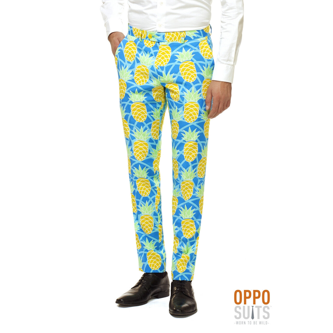 Op deze afbeelding zie je een Kostuums, van het merk Opposuits. Tropisch Lange Zomer Ananas Man Kostuum