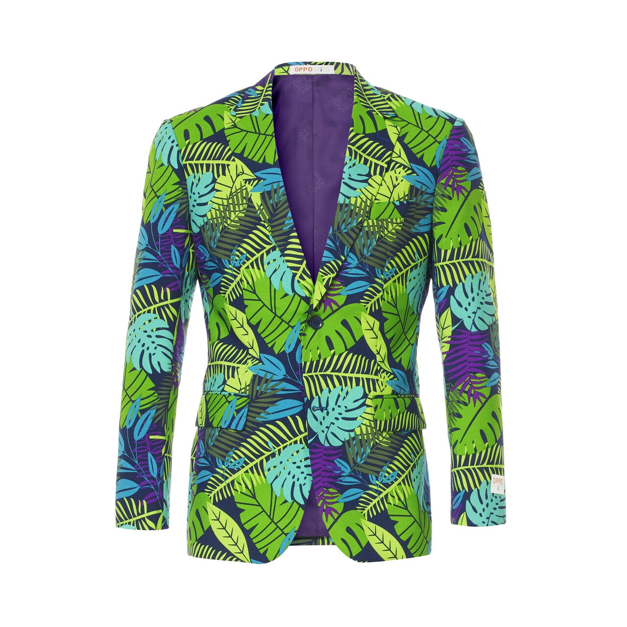 Op deze afbeelding zie je een Kostuums, van het merk Opposuits. Juicy Jungle Tropische Varens Man Kostuum