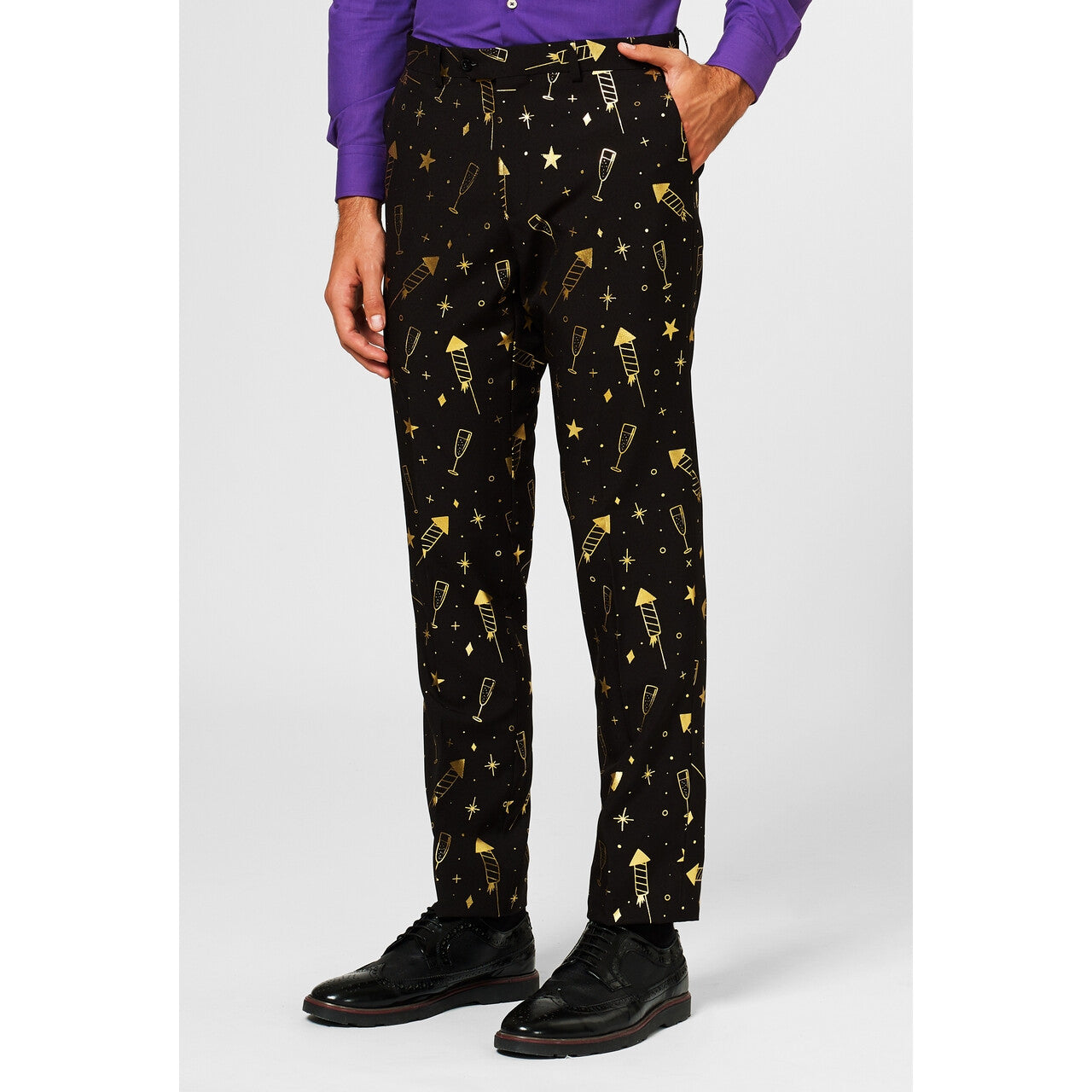 Op deze afbeelding zie je een Kostuums, van het merk Opposuits. Zwart Fancy Fireworks Oud En Nieuw Vuurwerk Kostuum Man