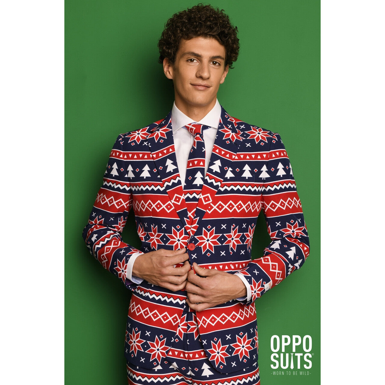 Op deze afbeelding zie je een Kostuums, van het merk Opposuits. Nordic Noel Kerstbomen IJskristallen Man Kostuum
