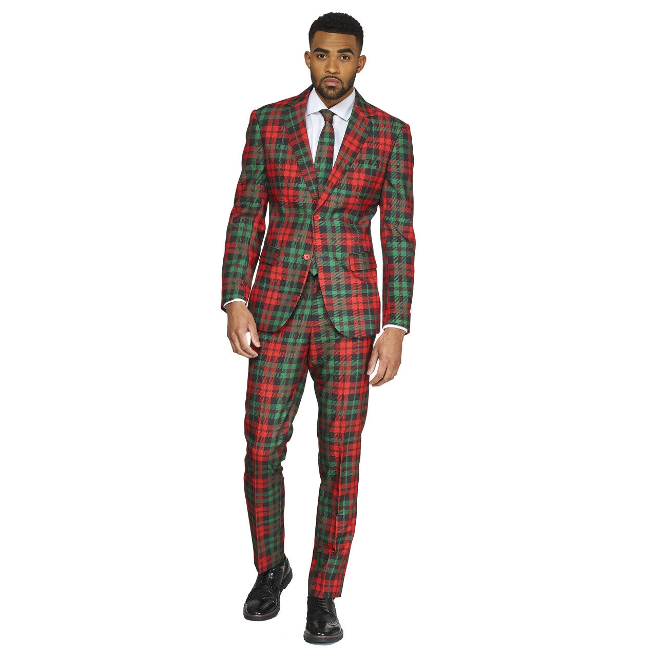 Op deze afbeelding zie je een Kostuums, van het merk Opposuits. Trendy Tartan Kerst Kleuren Man Kostuum