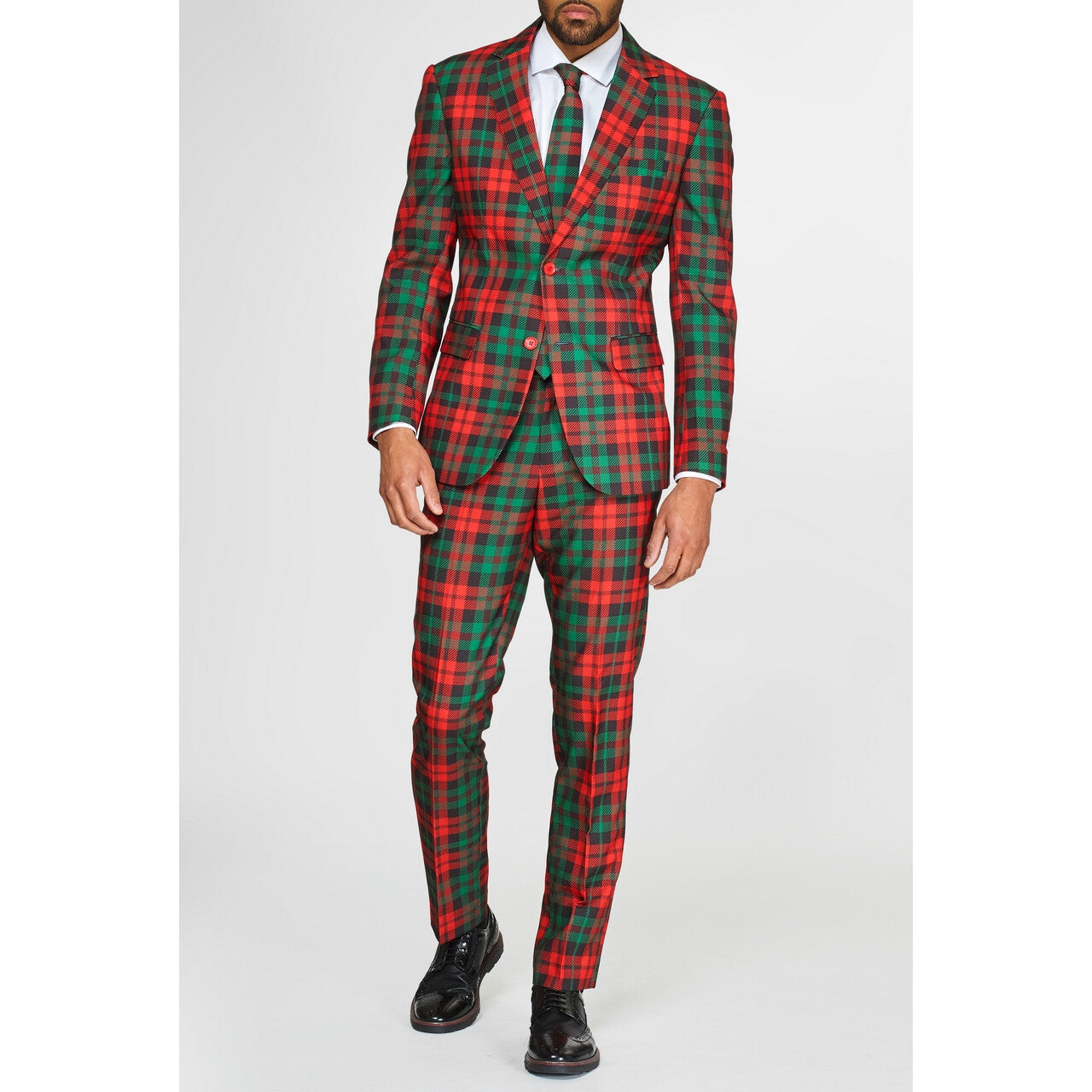 Op deze afbeelding zie je een Kostuums, van het merk Opposuits. Trendy Tartan Kerst Kleuren Man Kostuum