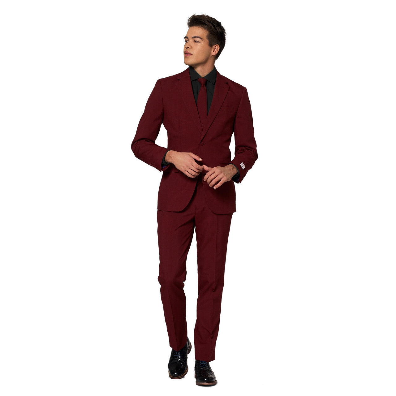Op deze afbeelding zie je een Kostuums, van het merk Opposuits. Helemaal Wijnrood Blazing Burgundy Man Kostuum