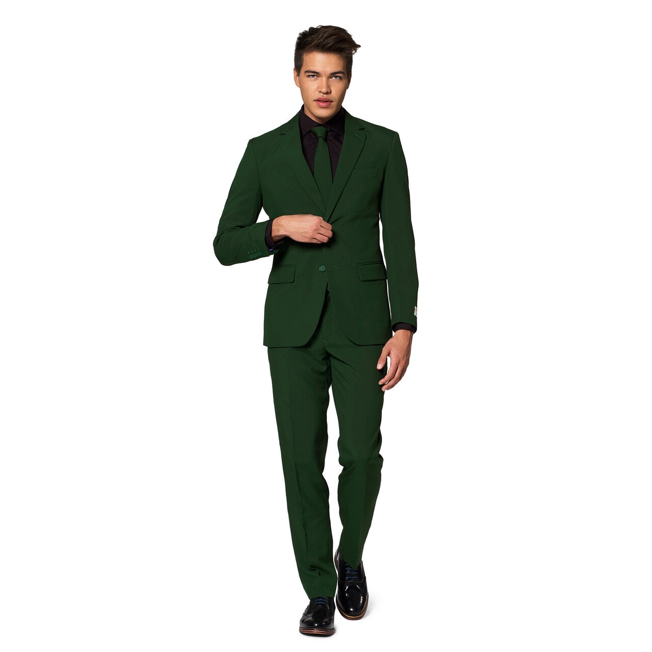 Op deze afbeelding zie je een Kostuums, van het merk Opposuits. Helemaal Donkergroen Glorious Green Man Kostuum
