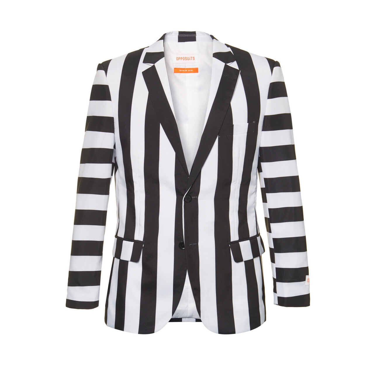 Op deze afbeelding zie je een Kostuums, van het merk Opposuits. Zwart Wit Gestreepte Beetlejuice Art Opposuit Man Kostuum