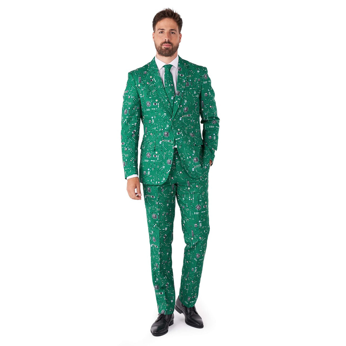 Op deze afbeelding zie je een Kostuums, van het merk Opposuits. Cool Circuit Man Kostuum