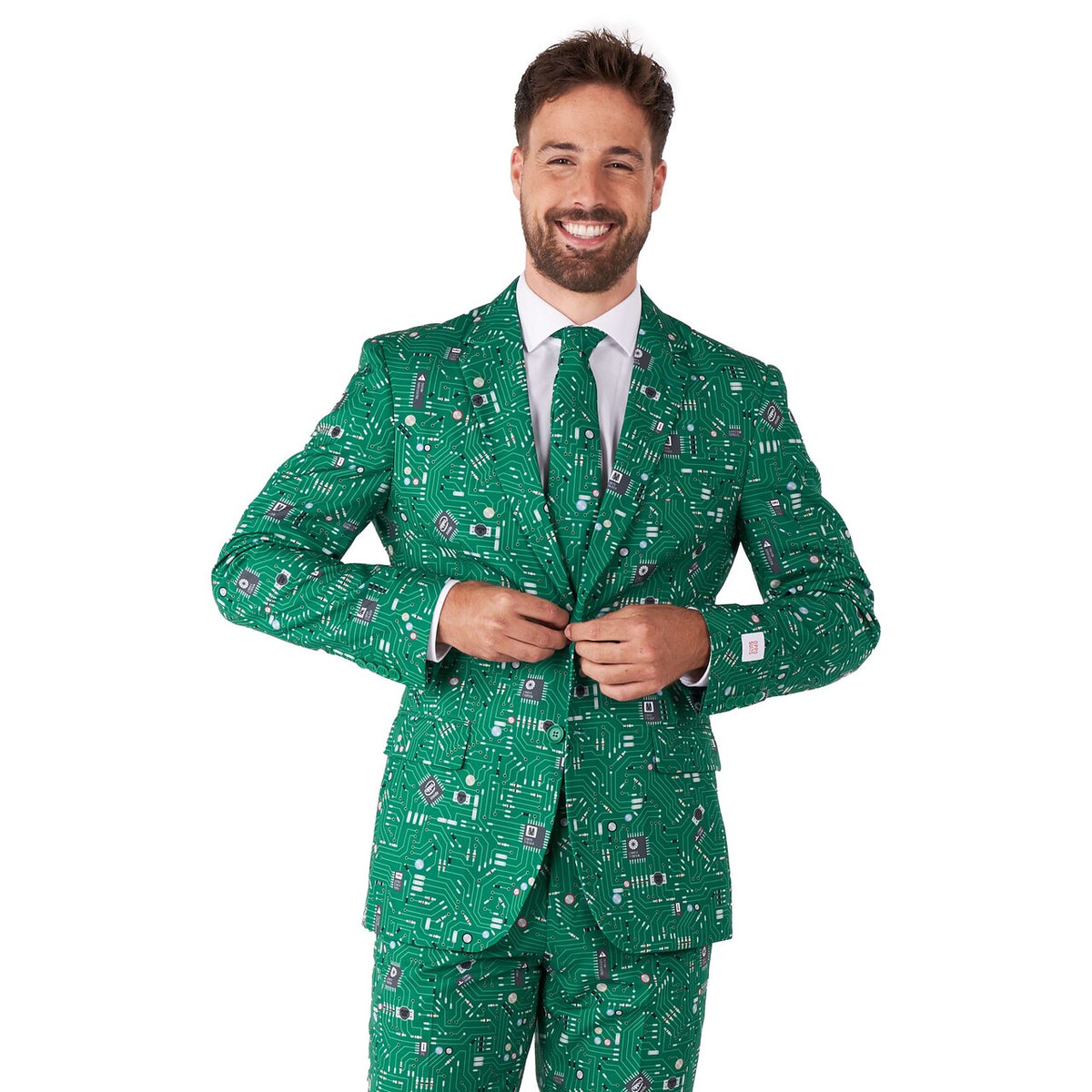 Op deze afbeelding zie je een Kostuums, van het merk Opposuits. Cool Circuit Man Kostuum